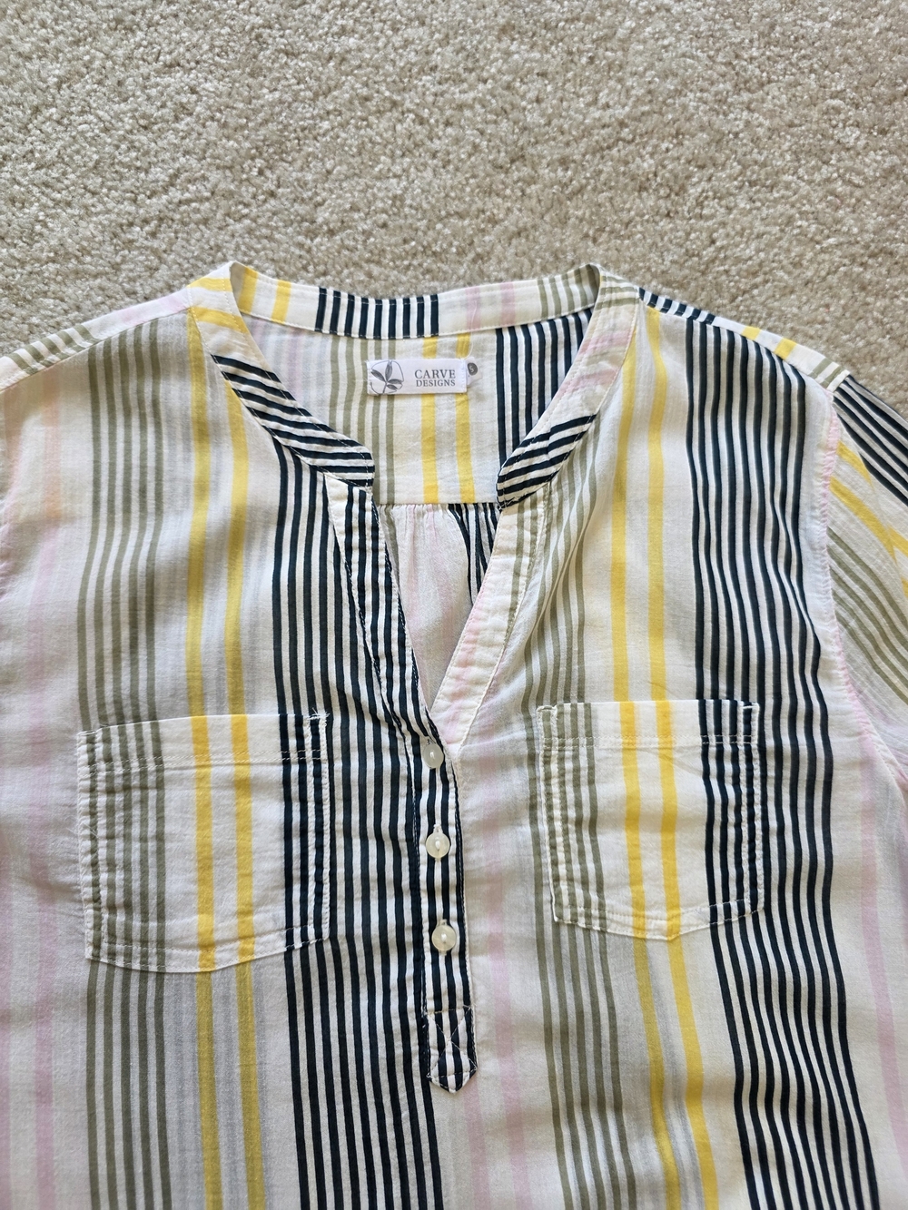 Carve Designs Ladies Dylan Gauze Shirt Relaxed Henley Blouse Size Small - Picture 4 of 13